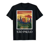 São Paulo Brasile Vintage Skyline Viaggi Città Design Maglietta
