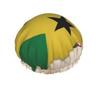 Sao Tome And Principe - Cuffia per capelli con stampa bandiera Map04, con fascia elastica regolabile e vivace, cuffia da doccia da donna, riutilizzabile e impermeabile