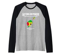 São Tomé e Príncipe Map Design con Coordinate e soprannome Maglia con Maniche Raglan