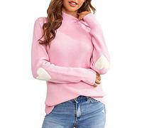 Saodimallsu Maglione da donna a forma di cuore, casual, a collo alto, per autunno e inverno, a maglia grossa, Colore: rosa., L