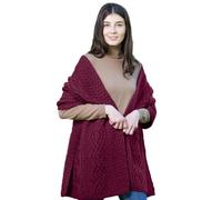 SAOL 100% lana merino classico caldo irlandese Aran Cable avvolgere sciarpa per le donne, velluto, Taglia unica