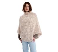 SAOL 100% lana merino lavorata a maglia da donna irlandese Aran Poncho Cardigan, Pastinaca, Taglia Unica