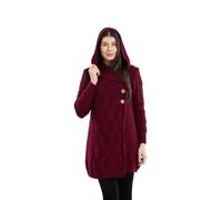 SAOL Cappotto con collo sciallato 100% lana merino con bottoni da donna, Vino, XL