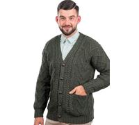 SAOL Cardigan con Scollo a V da Uomo (Army Green, XL)