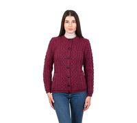 SAOL Cardigan maglia da donna con tasche 100% lana merino pullover tricot, L