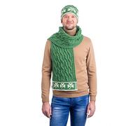 SAOL - Sciarpa a tre trifogli, 100% lana merino, taglia unica - verde - taglia unica