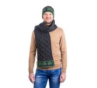SAOL - Tre Shamrock - Sciarpa in maglia a cavo 100% lana merino per uomo - Taglia unica, Carbone, taglia unica