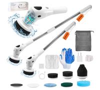 SAPANA Scrubber elettrico per la pulizia di 3 modalità di rotazione, ricaricabile senza fili, scrubber doccia girevole con asta di prolunga con manico lungo, perfetto per cucina, piastrelle,