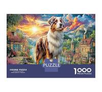 Sape mura cinesi antiche 1000 Pezzi Classico Puzzle A Pezzi in Cartone Extra Spesso Per La Concentrazione Cane pastore aus tramonto ideale Per Il Tempo Libero in Casa E Regalo Per L'inaugura