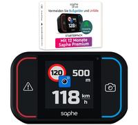 Saphe Drive Pro Dispositivo per le allerte autovelox e accessori auto con display a colori, 12 mesi di abbonamento inclusi, segnalatore in tutta EU, si avvia automaticamente alla partenza