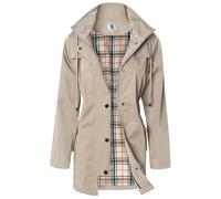 SaphiRose PONCHO Giacca a Vento Donna Impermeabile, Giacca da Pioggia Donna Lungo Elegante, Giacca Antipioggia All'aperto antivento Leggero, con Cappuccio,per Corsa, Viaggi, Cachi XL