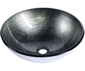 Sapho Beauty lavabo 42x42 cm rotonda da appoggio grigio/pietra-argento lucida 2501-20