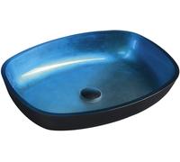 Sapho Beauty lavabo 54x40 cm ovale da appoggio nero-blu lucida TY224