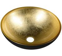 Sapho Murano lavabo 40x40 cm rotonda da appoggio nero-oro lucida AL5318-77