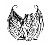 SAPHON Adesivi Animali 3D Dog Decal Car Sticker 15cm Modern Art Vinyl Decal Wolf with Wings Angel Dog Pet Car Sticker Nero/Argento