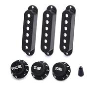 SAPHUE Copertura aperta per pickup ST per chitarra elettrica, 48/50/52 mm, 2T1 V, 3 coperture per pickup a bobina singola (nero, 48/50/52 mm)