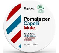 Sapiens Barbershop Cera Capelli Uomo BIO - Cera Capelli Matt Fissaggio Forte 4/5 - Formato MAXI 110ml - Formula Professionale Prodotta in Francia con Zucchero BIO - Profumo Mentolato