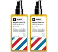 Sapiens Olio per Barba da Uomo, Biologico per la Cura e Crescita della Barba, Certificato con Olio di Ricino (50 ml x 2)