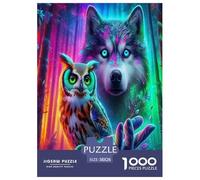 Sapienza del gufo Puzzle Impossible 1000Pcs Animali colorati dei cartoni animati Decorazione Per La Casa. Giochi Rilassamento E Intelligence Per Adulti E Ragazzi Da 14 Anni 38x26cm/1000pcs