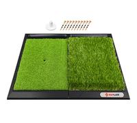 SAPLIZE Tapis de golf 65 x 43cm avec plateau à balles, base en caoutchouc lourd, fairway et gazon rugueux, tapis d'entraînement de golf portable