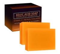 Sapone Acido Kojico per Viso e Corpo Vitamina C Sapone Iperpigmentazione Sapone Curcuma Idratante Antiacne Macchie Nere, Puntoni Con Sacchetto di Sapone a Rete (2 Pezzi)