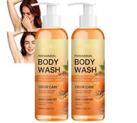 Sapone al cachi per il controllo degli odori del corpo, detergente idratante al kaki per pelli secche e invecchianti, detergente deodorante delicato e profondo per il corpo (2 pezzi)