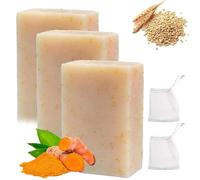 Sapone alla Curcuma e Latte Joana, Saponetta Naturale alla Curcuma per Viso e Corpo, Ingredienti Naturali Idratanti e Nutrienti, Saponi Fatti a Mano per Tutti i Tipi di Pelle (3 Pz)