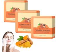 Sapone alla curcuma per macchie scure, sapone alla curcuma per lavaggio viso, sapone naturale fatto a mano per schiarire la pelle per acne, iperpigmentazione, leviga e deterge la pelle (3)