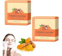 Sapone alla curcuma per macchie scure, sapone alla curcuma per lavaggio viso, sapone naturale fatto a mano per schiarire la pelle per acne, iperpigmentazione, leviga e deterge la pelle (2)