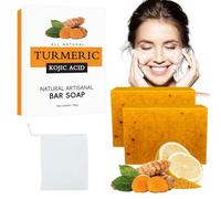 Sapone All'Acido Kojico Limone,2PCS Kojic Acid Soap,Sapone Turmerico Limone,Turmeric Soaps,Turmerics Cleansing Soap,per Viso Corpo