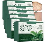 Sapone all'olio di tea tree per viso e corpo con estratti vegetali naturali, sapone esfoliante delicato per uomini e donne, adatto per pelli grasse e soggette a sudore, formula vegetale (6 pezzi)