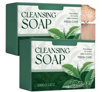 Sapone all'olio di tea tree per viso e corpo con estratti vegetali naturali, sapone esfoliante delicato per uomini e donne, adatto per pelli grasse e soggette a sudore, formula vegetale (2 pezzi)