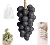 Sapone all'uva fatto a mano, sapone all'uva su una corda, saponi da bagno per viso e corpo a grappolo d'uva, saponi da bagno a freddo per doccia regalo unico e nuovo (uva nera, 15 pezzi)