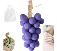 Sapone all'uva fatto a mano, sapone all'uva su una corda, saponi da bagno per viso e corpo a grappolo d'uva, saponi da bagno a freddo per doccia regalo unico e nuovo (uva viola, 20 pezzi)