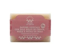 Sapone bio vegetale all'Acqua Madre di Salina con miele e petali di rosa