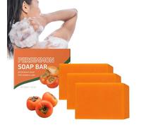Sapone caki, 2 pezzi di sapone naturale presimmon, cachi per rimuovere l'odore del corpo per uomini e donne, idratante, sapone da bagno sbiancante pulizia profonda per viso e corpo, esfoliante (300 g)