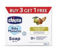 Sapone Chicco Baby Moments 125 g (confezione da 4) per pelli nutrite e idratate