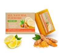 Sapone curcuma per viso, sapone curcuma al limone, sapone per curcuma, sapone per viso e corpo, sapone acido Kojic, sapone turmerico, pulizia profonda per viso e corpo con una rete in schiuma