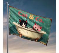 Sapone da bagno Cat & Co con bandiera del portico: zampe pulite, gatti felici! Bandiere per dormitorio e camera da letto accessori per camera da letto (60 x 90 cm)