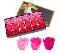 Sapone da bagno con profumo floreale e petali di rosa, olio vegetale Jialeey per oli essenziali, set di sapone per rose, migliori idee regalo per lei, donne, adolescenti, ragazze, mamma, compleanni, 18 pezzi, rosa