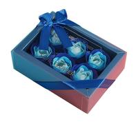 Sapone da bagno profumato a forma di petali di rosa, olio essenziale per piante, set di sapone per gli ospiti a forma di petali, migliori idee regalo per anniversari, compleanni, matrimoni (blu)