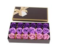 Sapone da bagno profumato floreale Petali di fiori di rosa, 18 pezzi Romantico gradiente viola Sapone alla rosa fatto a mano Olio essenziale vegetale Set di sapone alla rosa con