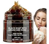 Sapone da bagno | Sapone nero Marocco | Sapone detergente e di bellezza per donne e uomini | Sapone detergente idratante per donne uomini viaggi, casa, viaggi d'affari, campeggio