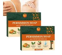 Sapone deodorante al cachi, detergente profondo per il corpo, elimina gli odori per le persone anziane, sapone naturale delicato per pelli secche e invecchiate, rinnovamento e pulizia (2 pezzi)