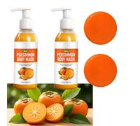 Sapone deodorante per cachi per lavaggio del corpo e barra per profumo maturo, gel doccia deodorante per cachi, sapone detergente per profumo per corpo, gel doccia per odore della pelle. (2sets)