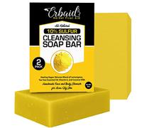 Sapone detergente al 10% di zolfo per viso e corpo, detergente tutto naturale per acne, pelle grassa, miscela di citronella, olio essenziale di albero del tè, vitamina E, latte di cocco, prodotto