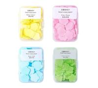 Sapone di carta, 4 diversi mini asciugamani usa e getta profumati per lavare le mani, sapone da bagno solubile, adatto per esterni, viaggi, campeggio, 4 scatole (circa 400 fogli)