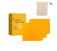 Sapone di curcuma biologico per viso e corpo, pelle naturale schiarente idratante, dissolvenza macchie scure e cicatrici, detergente delicato per pelli sensibili con vitamina C (2 pezzi)