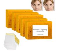 Sapone di curcuma Menuha acido cojico, sapone di cuma al limone, sapone di coji, sapone di curcuma, sapone di curcuma, sapone schiarente di curcuma, sapone sbiancante, sapone sbiancante, con rete di