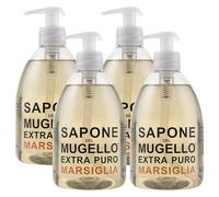 Sapone Extra Puro,MARSIGLIA, Per Mani, Viso e Corpo, Con Estratto Biologico Di Foglia Di Olivo 500ml (4 Unità)